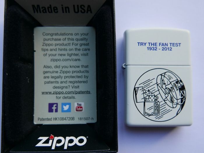 Zippo Try The Fan Test White Matte Zippo Lighter Mint In Box