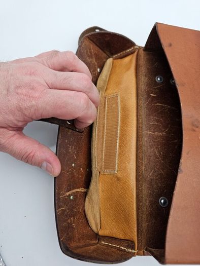Original Swiss Army Issued Officier Leather Bag Collectable with Swiss Decorations