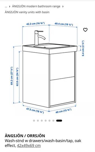 IKEA vanity unit with sink and plumbing, brand new