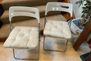 As New - 2 x White Foldable Kitchen Dining Chairs &amp; Cushions - Can Deliver