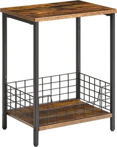 Side Table, End Table with Storage Rack, Small Nightstand, Coffee Table, Industrial Style, Small Table in Living Room and Bedroom, 40 x 29 x 52cm Rustic Brown (FREE SHIPPING)
