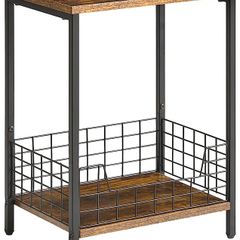 Side Table, End Table with Storage Rack, Small Nightstand, Coffee Table, Industrial Style, Small Table in Living Room and Bedroom, 40 x 29 x 52cm Rustic Brown (FREE SHIPPING)