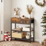 Console Table, Slim Console Table with 2 Non-woven Drawers, Hallway Table with Storage, Slim Sofa Table for Small Spaces, Living Room, Entryway, Kitchen, Rustic Brown and Black Image 5