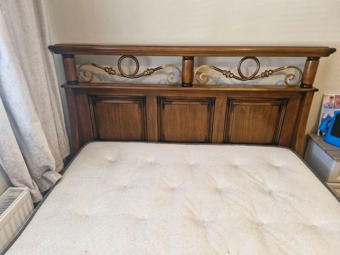 Bed. King size. Oak or cherrywood.  Antique.