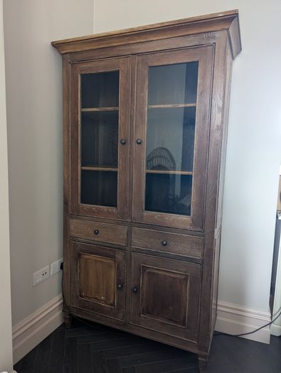 Rustic Solid Oak Display Cabinet