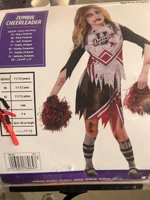 Zombie Cheerleader Halloween Costume Girls age 11/12 years