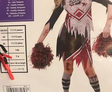 Zombie Cheerleader Halloween Costume Girls age 11/12 years
