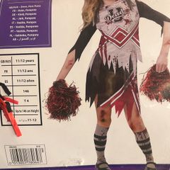 Zombie Cheerleader Halloween Costume Girls age 11/12 years