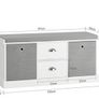 White Shoe Storage Bench with Cushion and Drawers Image 3