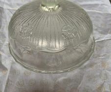 Vintage Pressed Clear Glass, Cheese Dome, Cheese Bell, Cheese Board, Dessert Dome, with matching Plate
