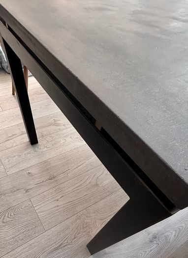 8 Person Dining Table with Concrete Top and Black Legs (chairs not included)