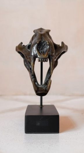 Sumatran Tiger Skull - Bronze, Metal/Wooden Stand
