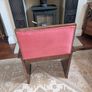 Antique piano stool with pink upholstered seat Image 4