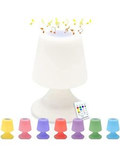 Table Lamp with Bluetooth Speaker, Rechargeable LED Night Light, Portable Dimmable Bedside Lamp with Remote and 16 Colors Changing for Bedroom/Office/Outdoor/Reading/Party