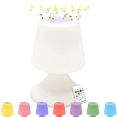 Table Lamp with Bluetooth Speaker, Rechargeable LED Night Light, Portable Dimmable Bedside Lamp with Remote and 16 Colors Changing for Bedroom/Office/Outdoor/Reading/Party