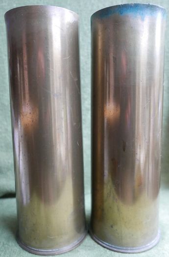 Vintage Two Irish Army Brass Artillery Shell 1954