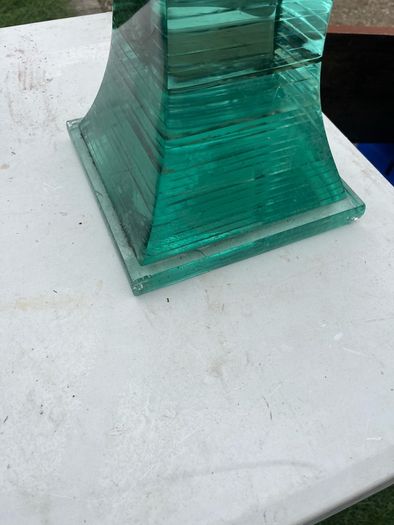 Rare glass sculpture 19 in tall x 9in square