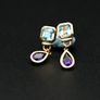 Vintage 1960/70 Topaz & Amethyst Earrings - 18ct Image 4