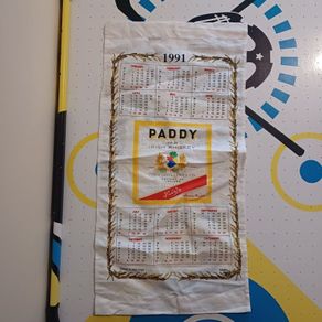1991 Paddy Irish Whiskey Linen Calendar - Advertising - Made in Ireland