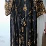 Black Flared Dress Beautiful Golden Work nd Print Image 2