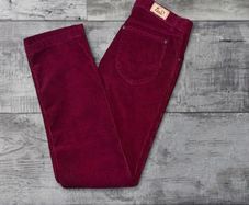 Vintage FUS Burgundy Corduroy Trousers W30 L33 Straight Leg Unisex Fit