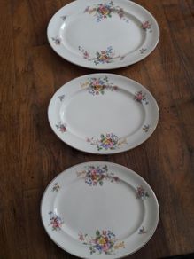 Vintage shabby chic floral platters