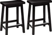 Kitchen Stools Solid Wood Low Bar Stools Dining Chair Easy Assemble Modern Set of 2 24" Tall Black