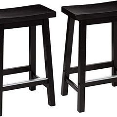 Kitchen Stools Solid Wood Low Bar Stools Dining Chair Easy Assemble Modern Set of 2 24" Tall Black
