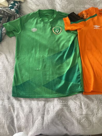 2 Ireland jerseys home kit and away kit orange and green