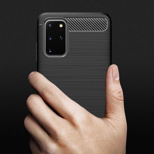 Samsung Galaxy S20 Plus Case Cover Carbon Fiber Design Shockproof Black Armor - FHT03SMK3