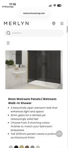 MERLYN 8mm Wetroom Shower Panel Brushed Brass 1000mm