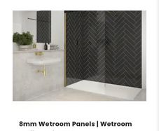 MERLYN 8mm Wetroom Shower Panel Brushed Brass 1000mm
