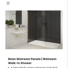 MERLYN 8mm Wetroom Shower Panel Brushed Brass 1000mm