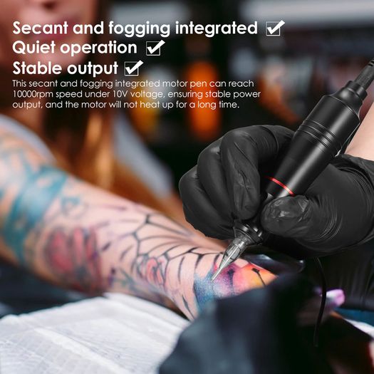 BRAND NEW EU US Stock Rotary Tattoo Pen Machine Kit, Professional Tattoo Pen with 20 Colors Tattoo Paints, 10pcs Cartridges Needles