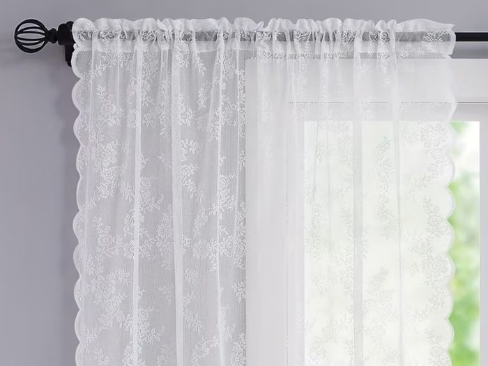 2 PC Brand New White Lace Sheer Curtains