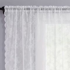 2 PC Brand New White Lace Sheer Curtains