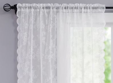 2 PC Brand New White Lace Sheer Curtains