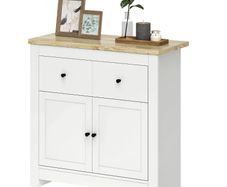 Sideboard with ample storage, Sideboard with Soft-Close doors, 2 Drawers, Adjustable Shelf, White
