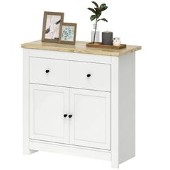 Sideboard with ample storage, Sideboard with Soft-Close doors, 2 Drawers, Adjustable Shelf, White