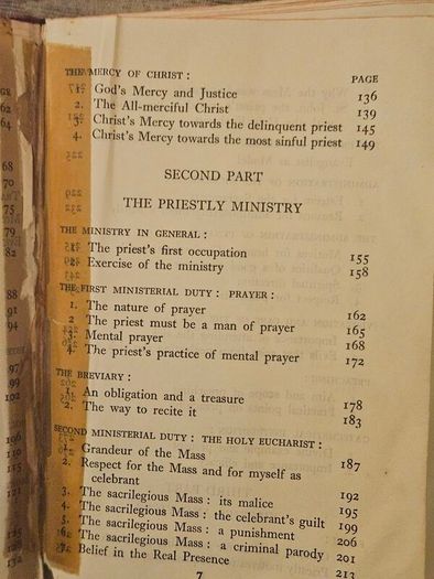 The Priest At Prayer. By E. Escribano. C. M. 1958 Leather Covered Hardback In Poor Condition.  See Photos For Same.