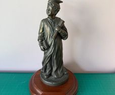 Genesis Graduation Scholar Figurine by Jenny Oliver, Resin Statue on Wooden Base