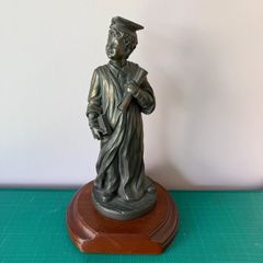 Genesis Graduation Scholar Figurine by Jenny Oliver, Resin Statue on Wooden Base
