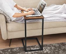 Side Table, Bedside Table, Sofa Side Table, Coffee Table, with Metal Frame, Industrial, for Living Room, Bedroom, Rustic Brown and Black