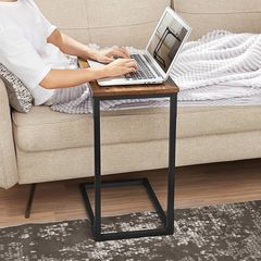 Side Table, Bedside Table, Sofa Side Table, Coffee Table, with Metal Frame, Industrial, for Living Room, Bedroom, Rustic Brown and Black