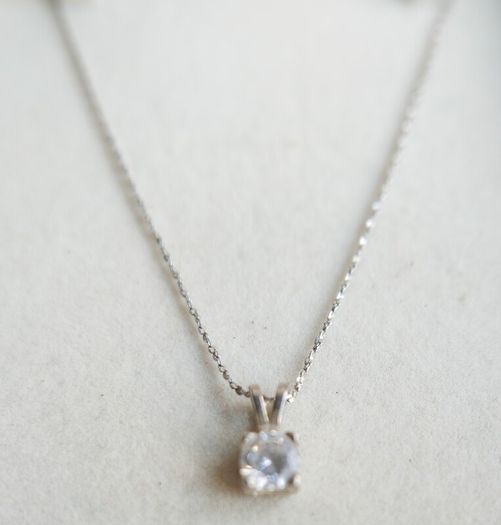 Vintage Sterling Silver 925 Cubic Zirconia Pendant Necklace - length 18" - 2,3g