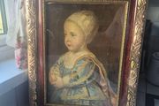 Vintage glass gold framed print of Baby Stuart by Anthony Van Dyke