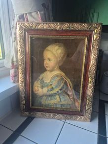 Vintage glass gold framed print of Baby Stuart by Anthony Van Dyke