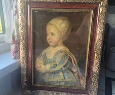 Vintage glass gold framed print of Baby Stuart by Anthony Van Dyke