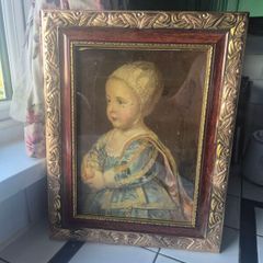 Vintage glass gold framed print of Baby Stuart by Anthony Van Dyke