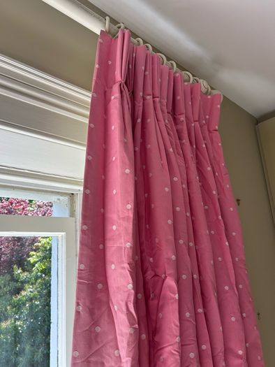 Pink Polkadot Interlined Curtains